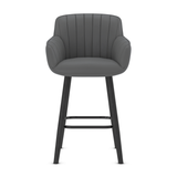 Faux Leather Bar Stool With Black Wooden Legs - Pinley