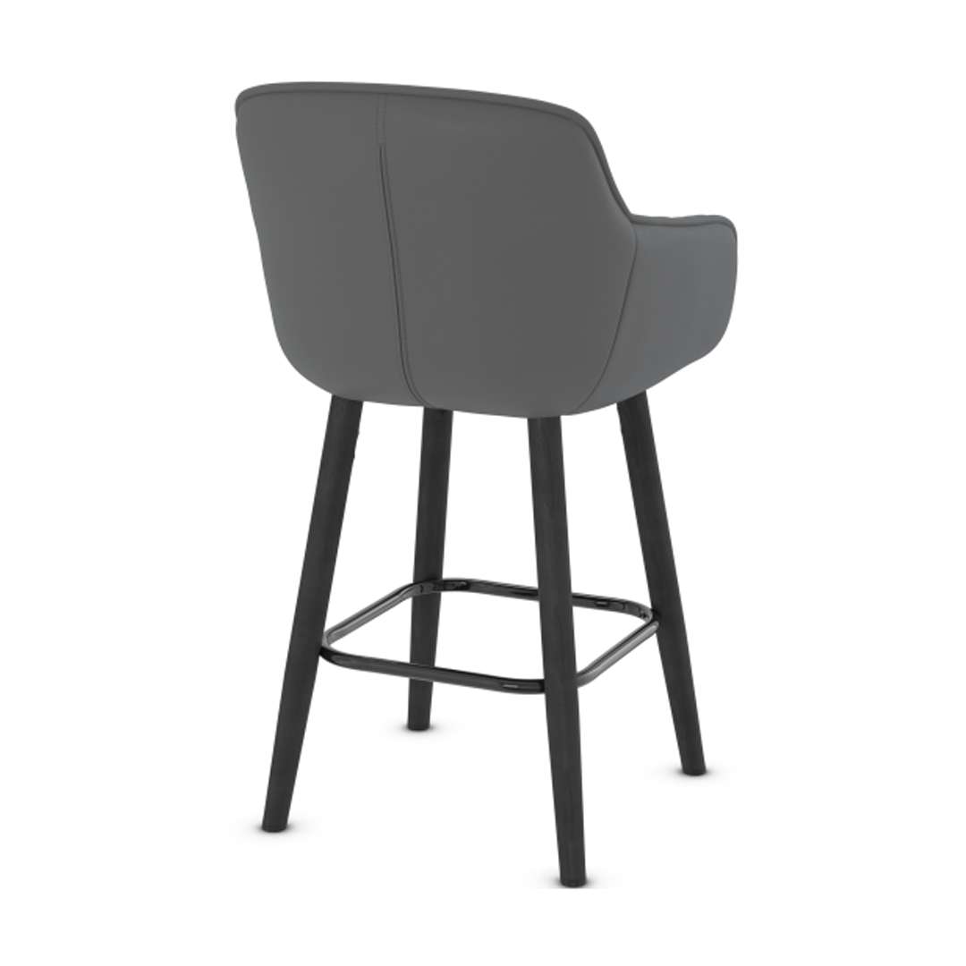 Faux Leather Bar Stool With Black Wooden Legs - Pinley