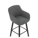 Faux Leather Bar Stool With Black Wooden Legs - Pinley