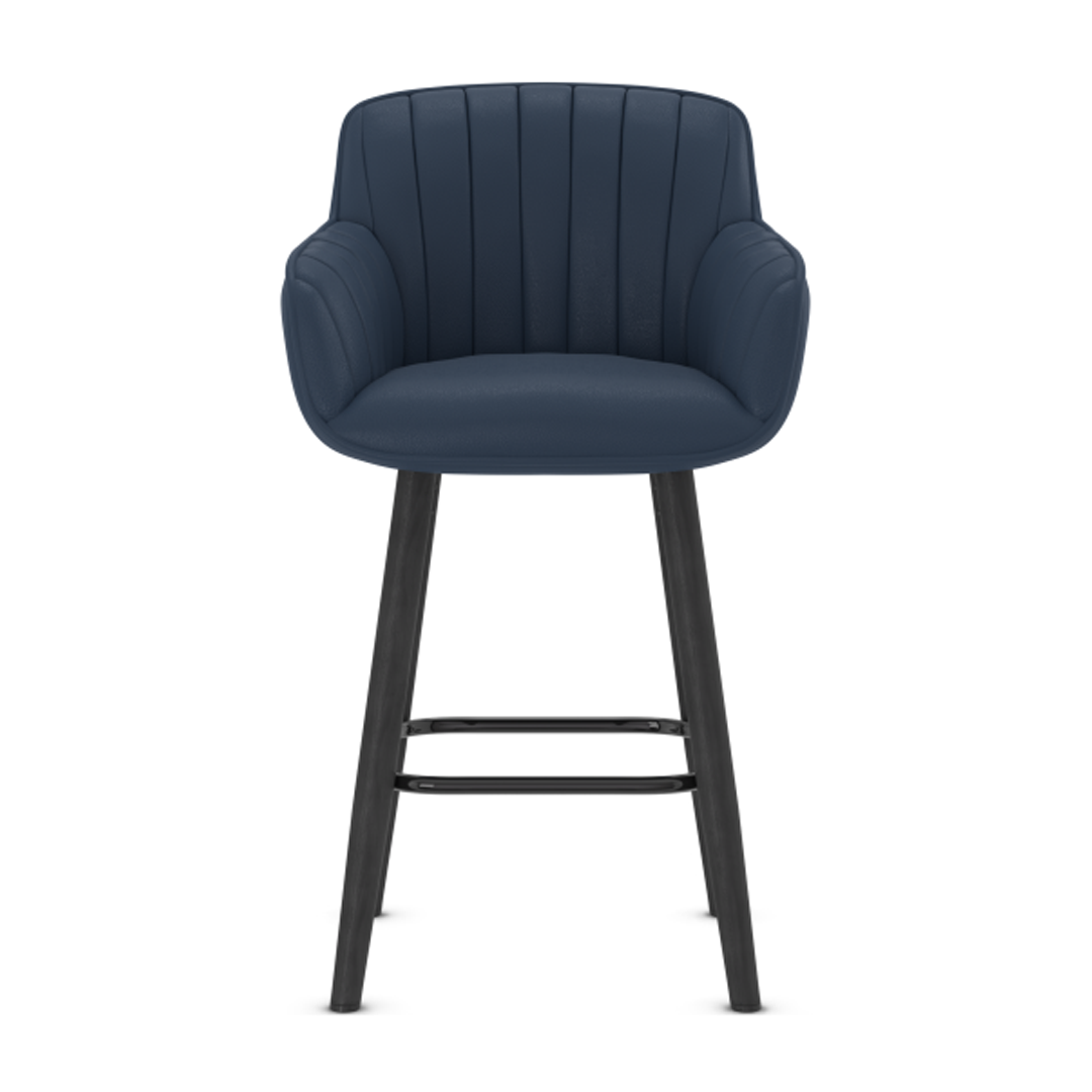 Faux Leather Bar Stool With Black Wooden Legs - Pinley