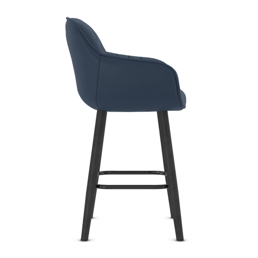 Faux Leather Bar Stool With Black Wooden Legs - Pinley