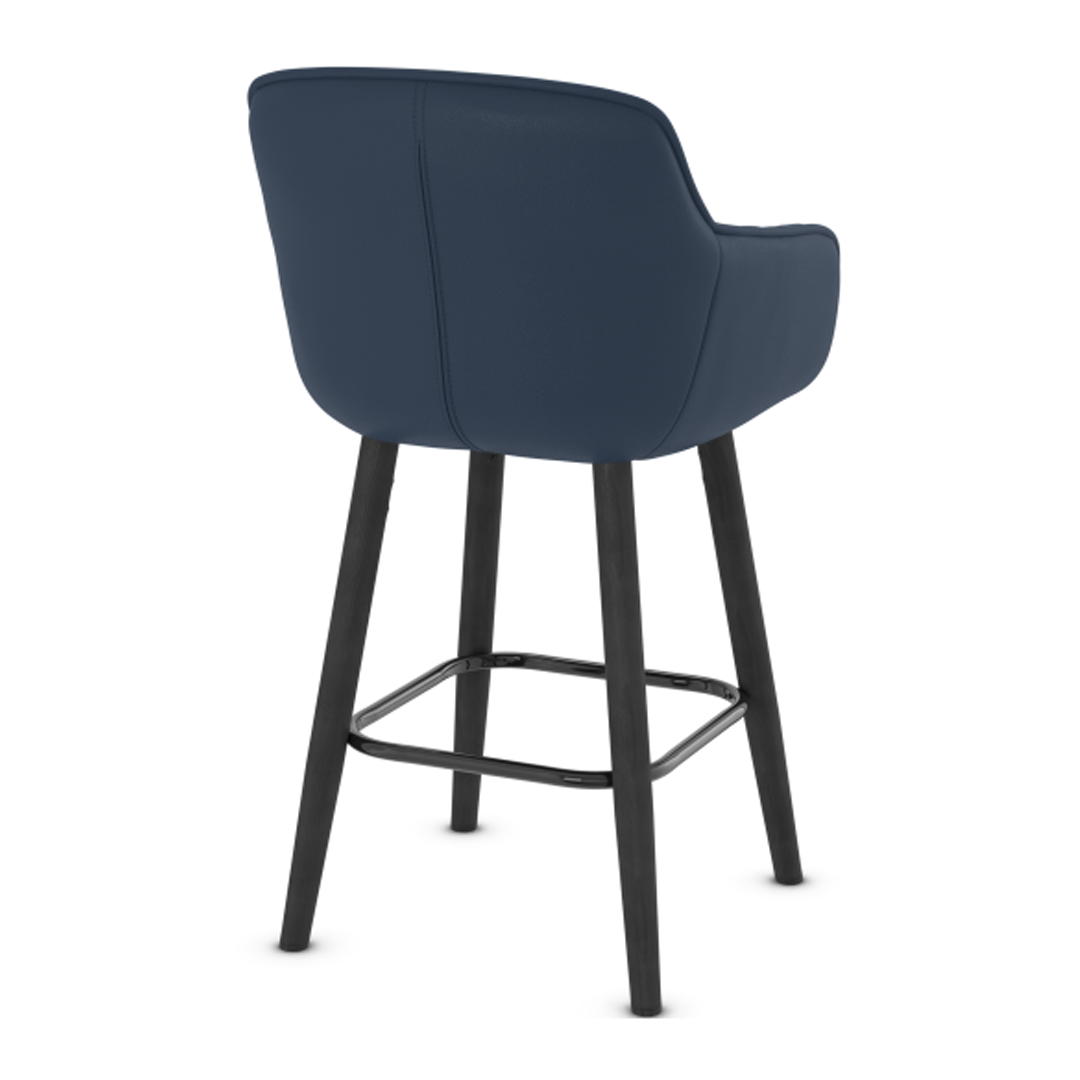 Faux Leather Bar Stool With Black Wooden Legs - Pinley