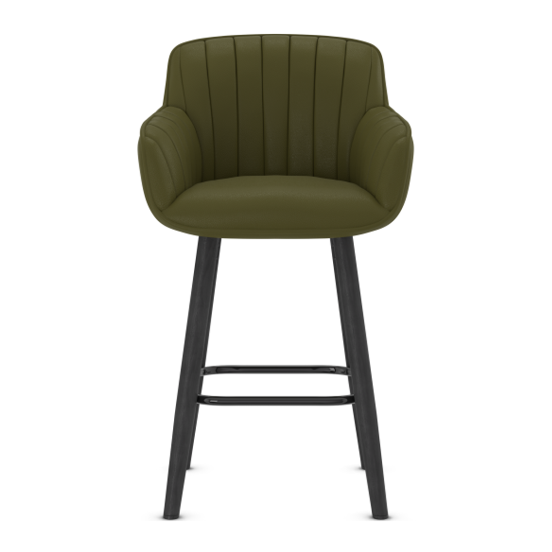 Faux Leather Bar Stool With Black Wooden Legs - Pinley
