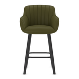 Faux Leather Bar Stool With Black Wooden Legs - Pinley