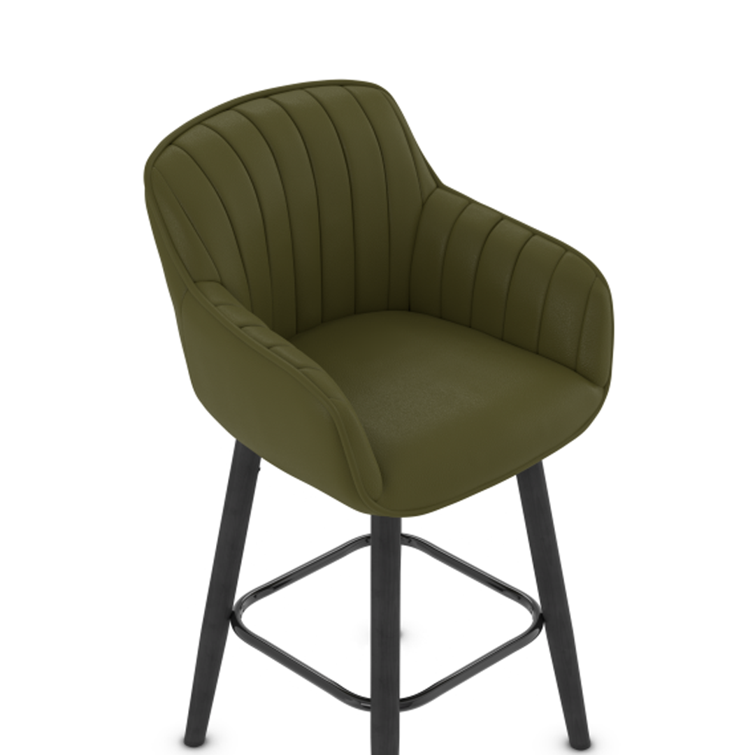 Faux Leather Bar Stool With Black Wooden Legs - Pinley