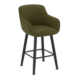 Faux Leather Bar Stool With Black Wooden Legs - Pinley