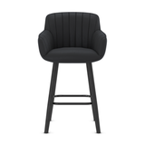 Faux Leather Bar Stool With Black Wooden Legs - Pinley