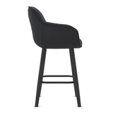 Faux Leather Bar Stool With Black Wooden Legs - Pinley