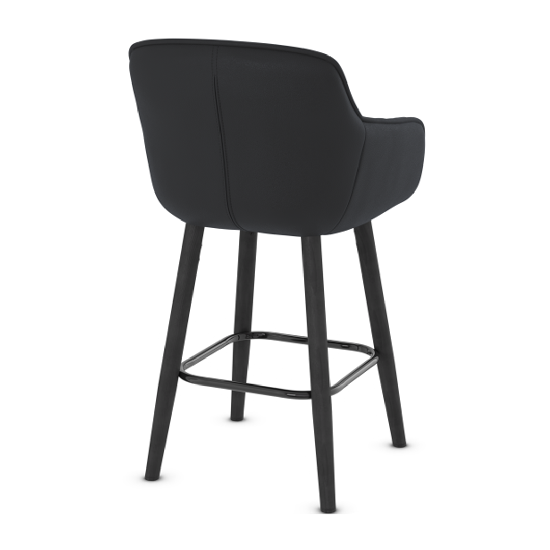 Faux Leather Bar Stool With Black Wooden Legs - Pinley