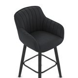 Faux Leather Bar Stool With Black Wooden Legs - Pinley