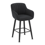 Faux Leather Bar Stool With Black Wooden Legs - Pinley