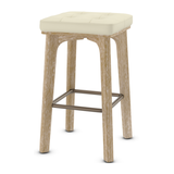 Faux Leather Bar Stool With Bronze Footrest - Barrow