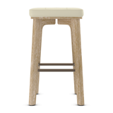 Faux Leather Bar Stool With Bronze Footrest - Barrow