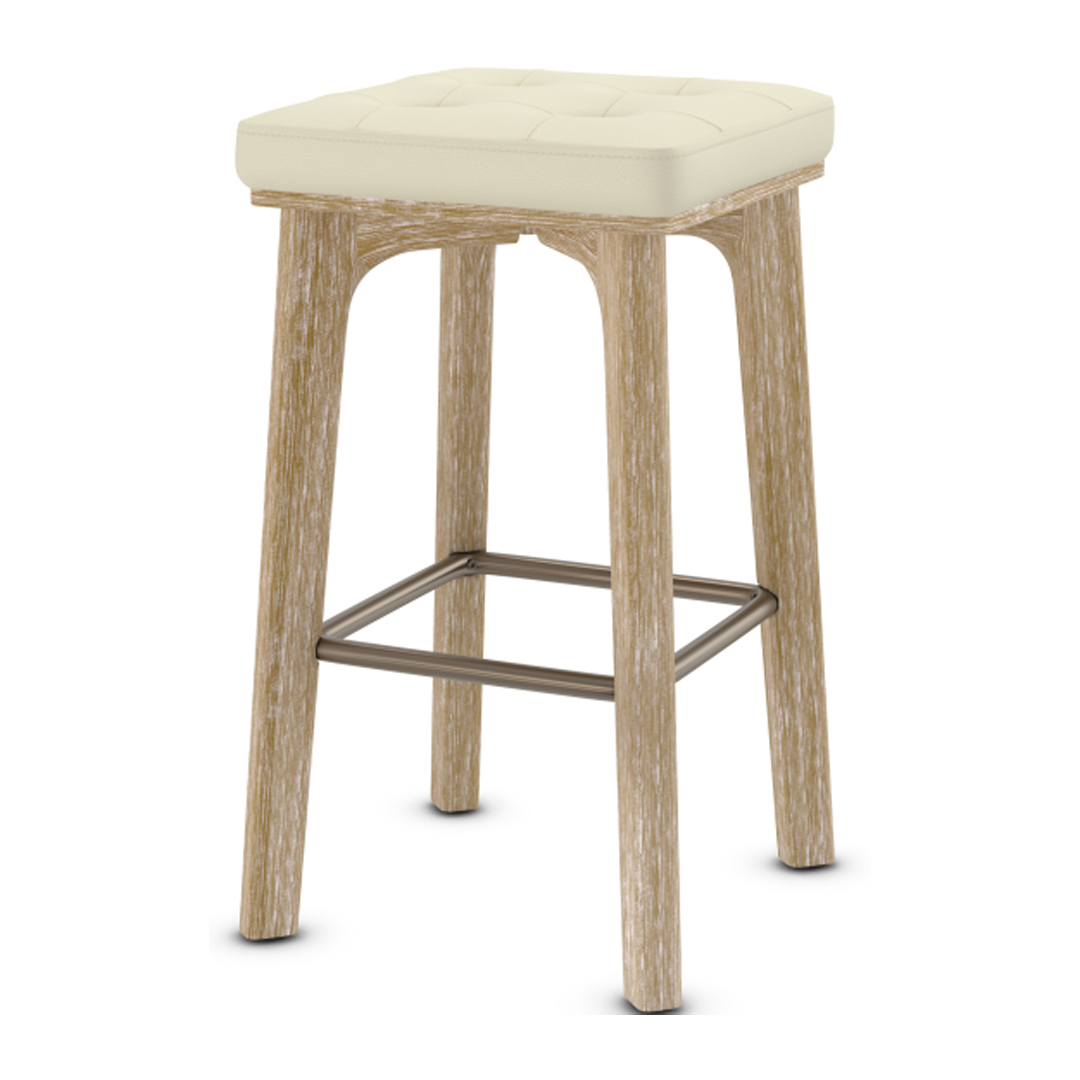 Faux Leather Bar Stool With Bronze Footrest - Barrow