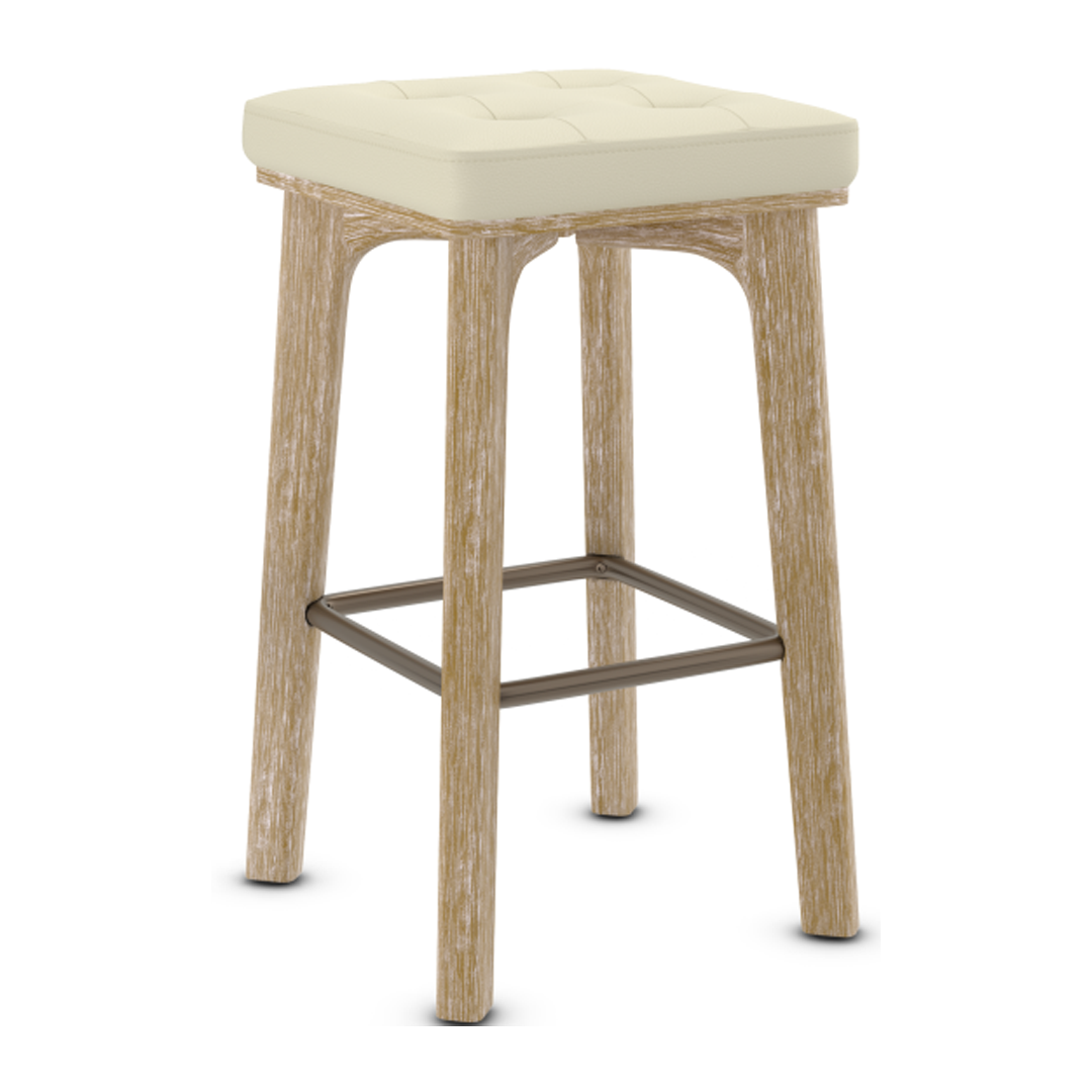 Faux Leather Bar Stool With Bronze Footrest - Barrow