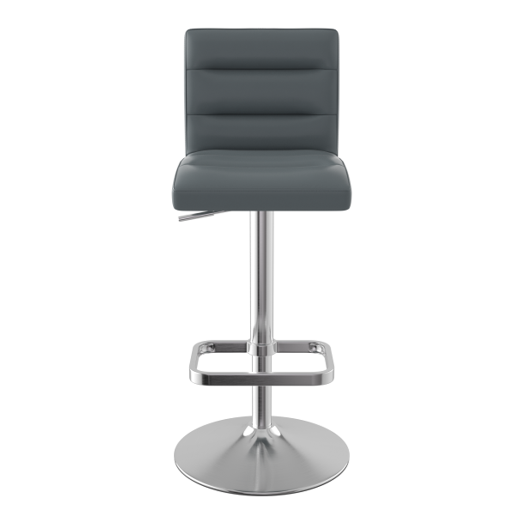 Faux Leather Bar Stool With Brushed Chrome Base - Dunley