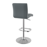 Faux Leather Bar Stool With Brushed Chrome Base - Dunley