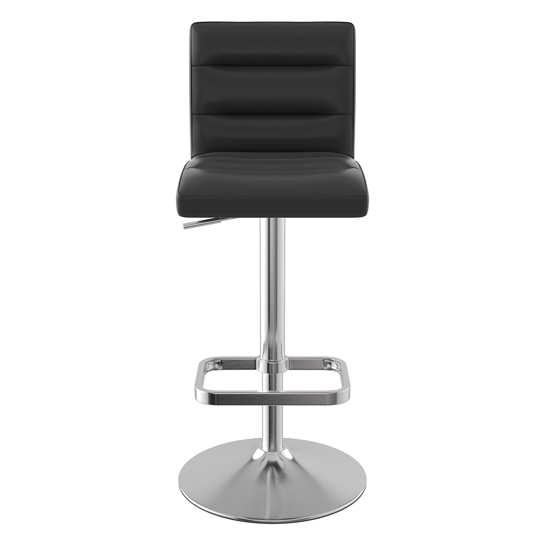 Faux Leather Bar Stool With Brushed Chrome Base - Dunley
