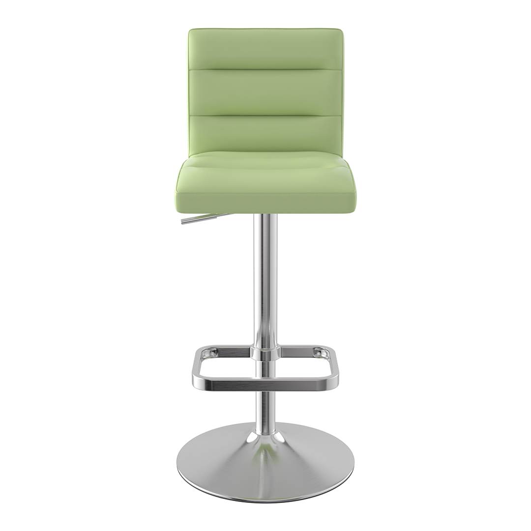 Faux Leather Bar Stool With Brushed Chrome Base - Dunley