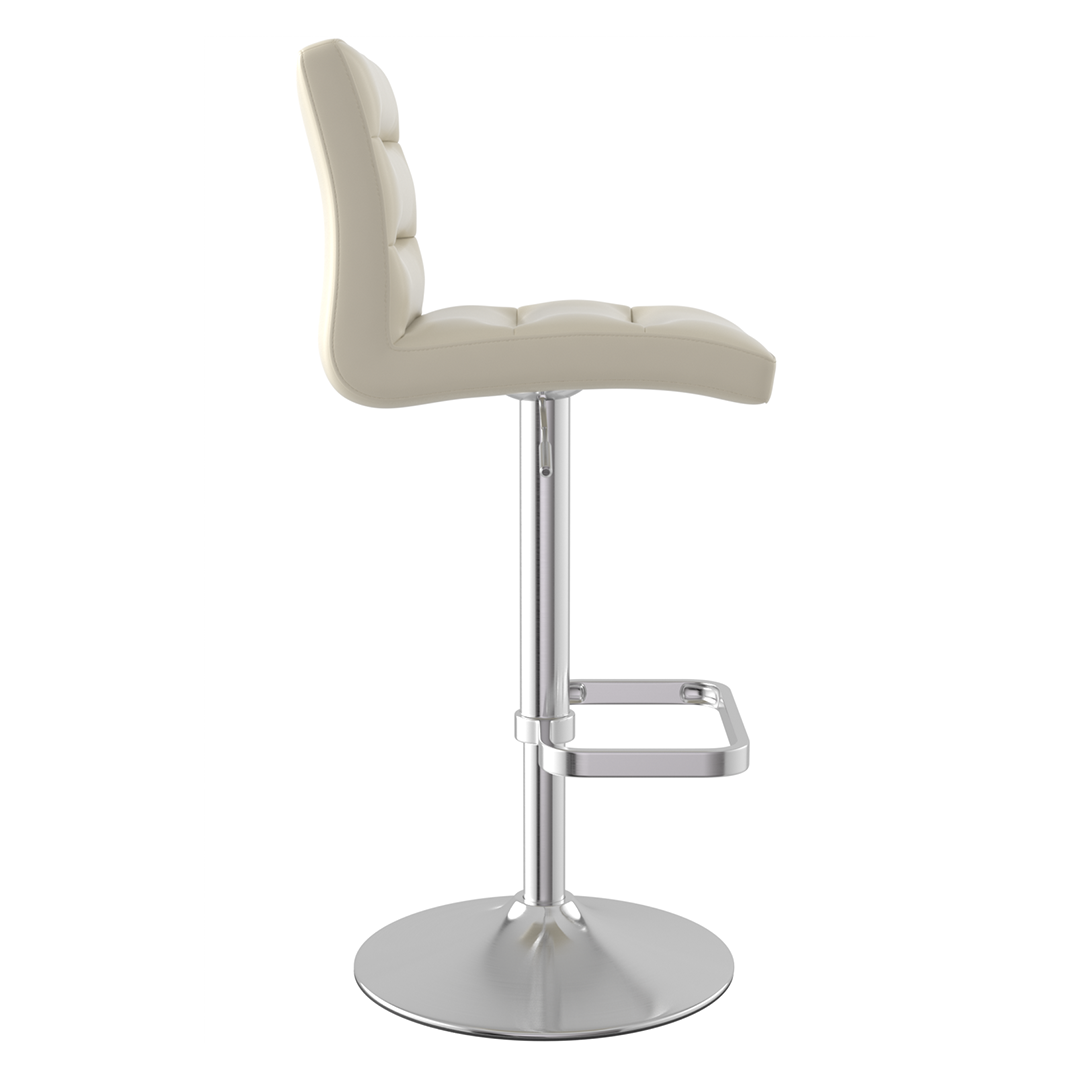 Faux Leather Bar Stool With Brushed Chrome Base - Dunley