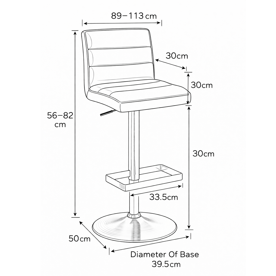 Faux Leather Bar Stool With Brushed Chrome Base - Dunley