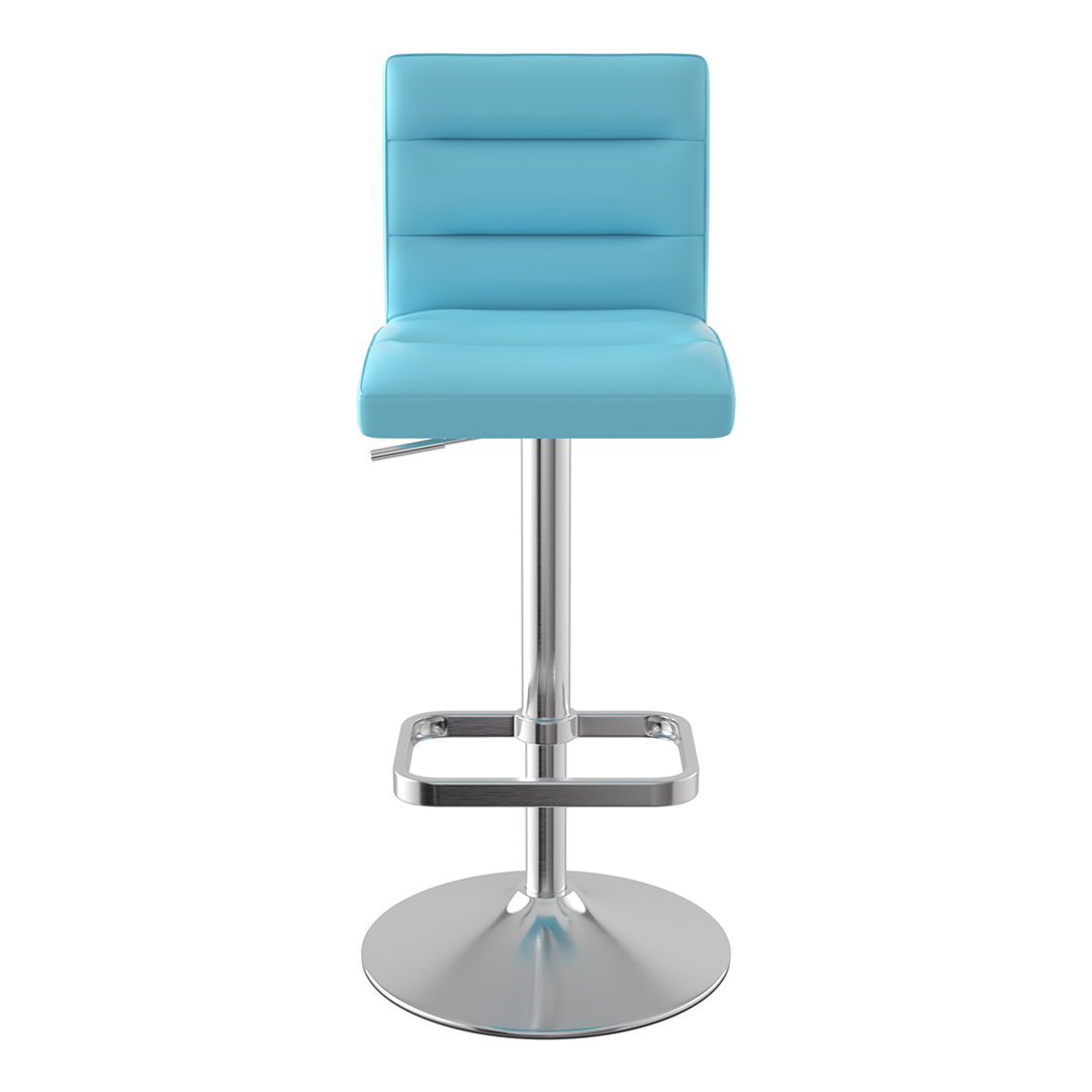 Faux Leather Bar Stool With Brushed Chrome Base - Dunley