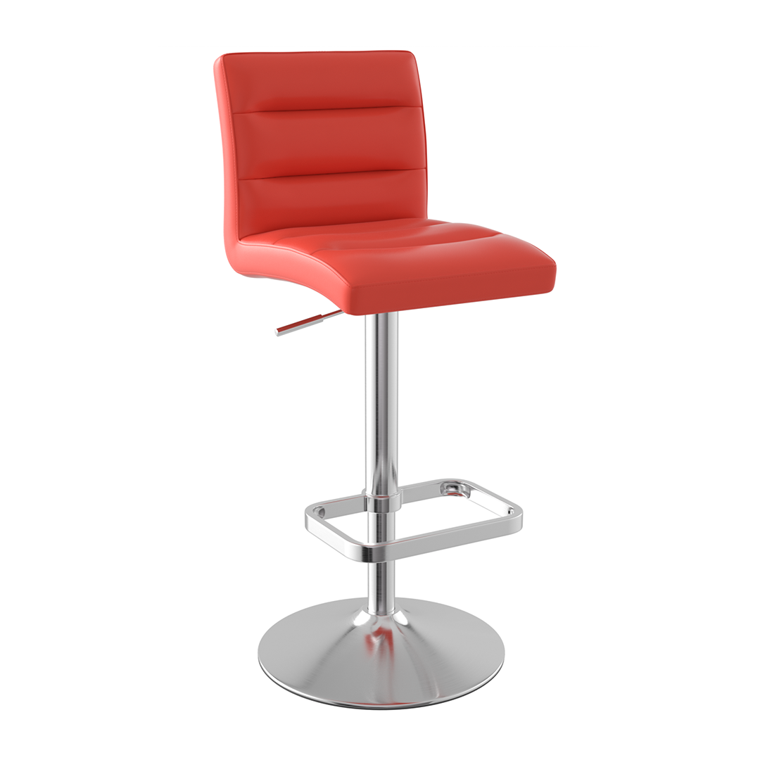 Faux Leather Bar Stool With Brushed Chrome Base - Dunley