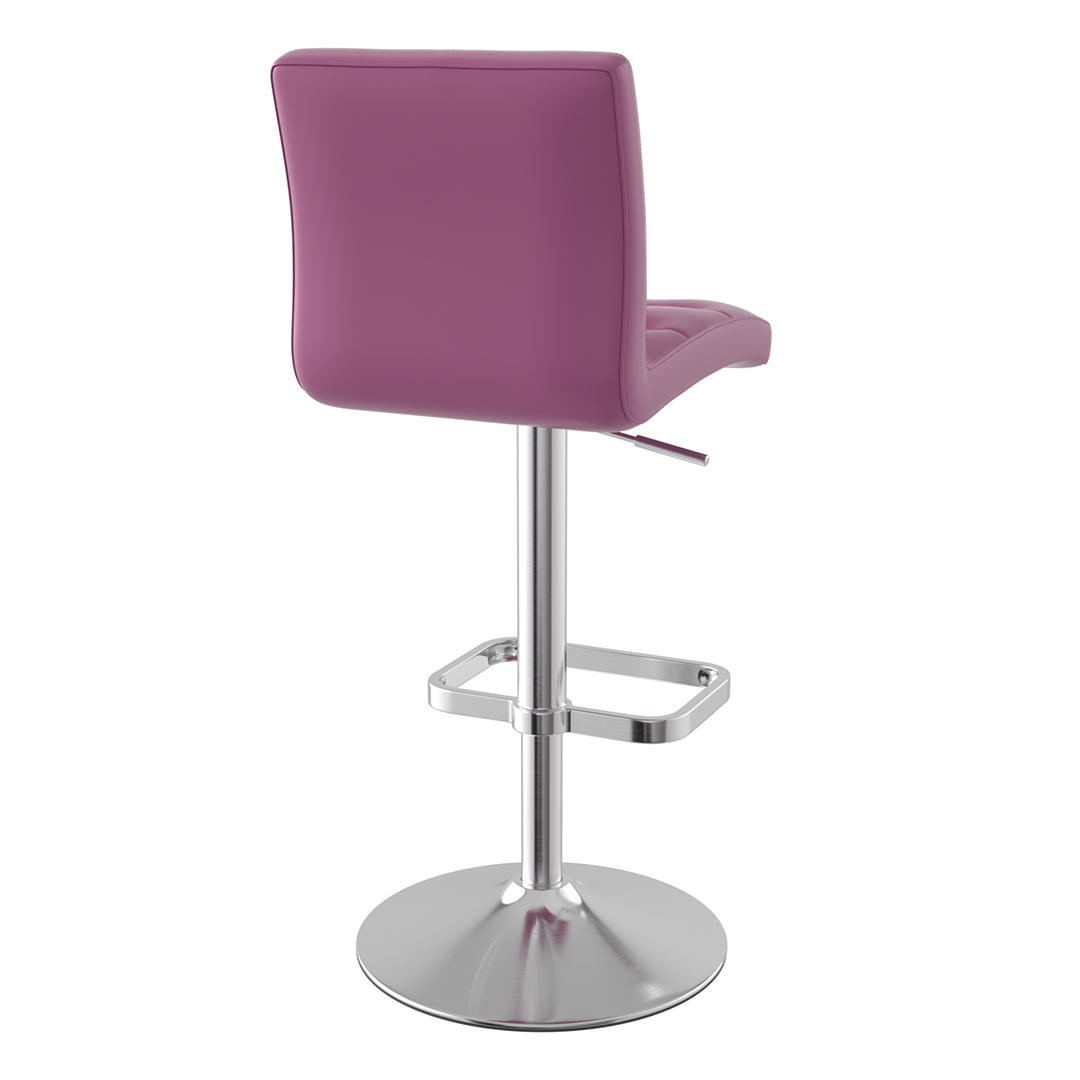 Faux Leather Bar Stool With Brushed Chrome Base - Dunley