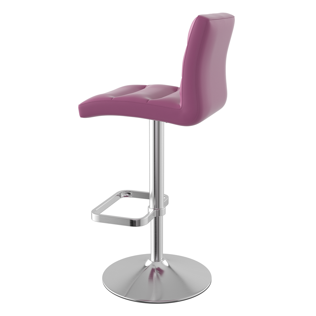 Faux Leather Bar Stool With Brushed Chrome Base - Dunley