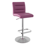 Faux Leather Bar Stool With Brushed Chrome Base - Dunley