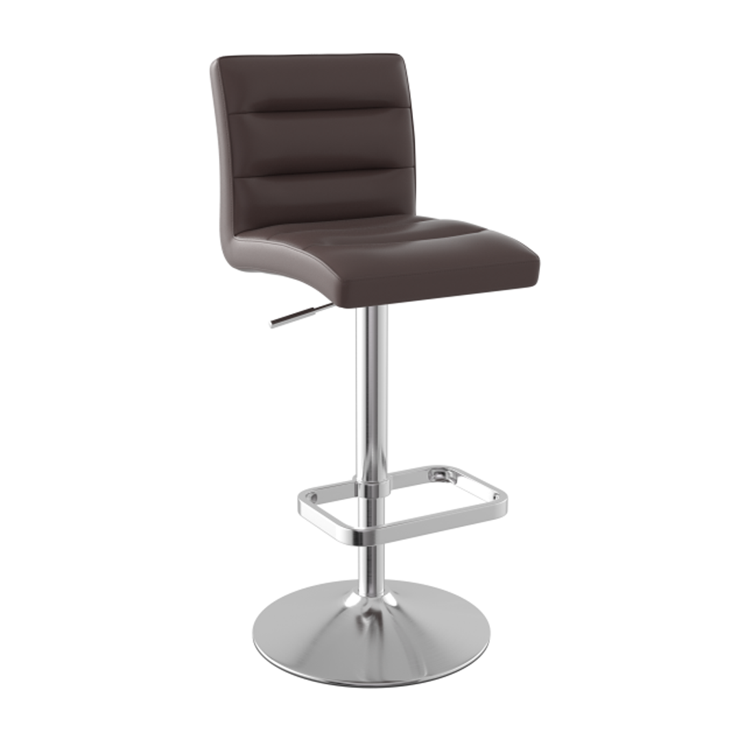 Faux Leather Bar Stool With Brushed Chrome Base - Dunley