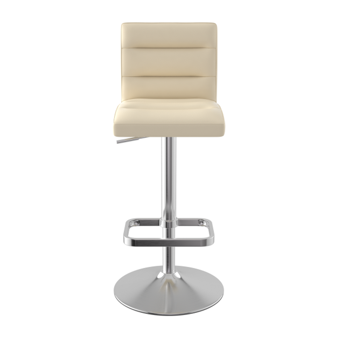 Faux Leather Bar Stool With Brushed Chrome Base - Dunley