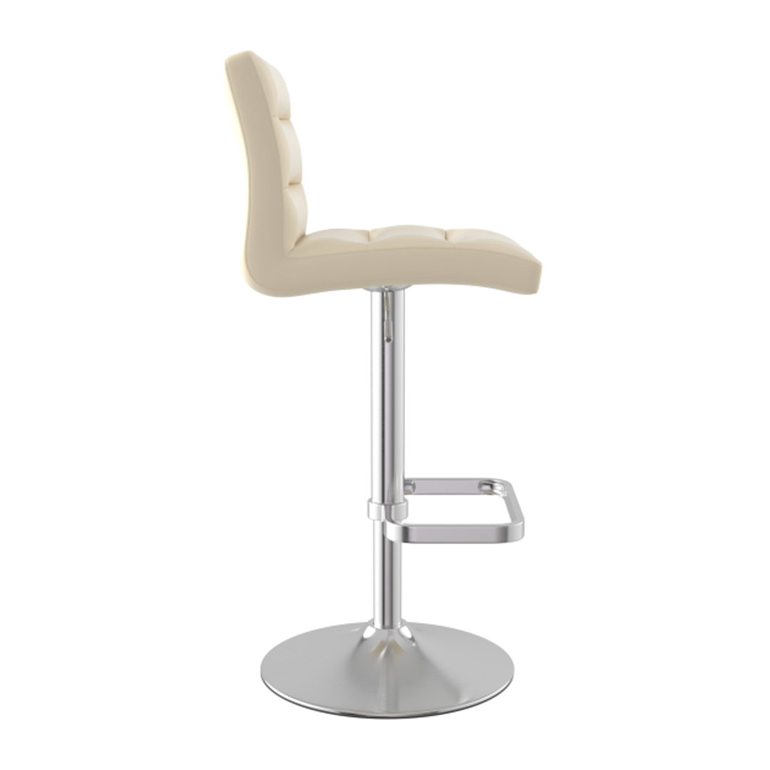Faux Leather Bar Stool With Brushed Chrome Base - Dunley