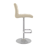 Faux Leather Bar Stool With Brushed Chrome Base - Dunley