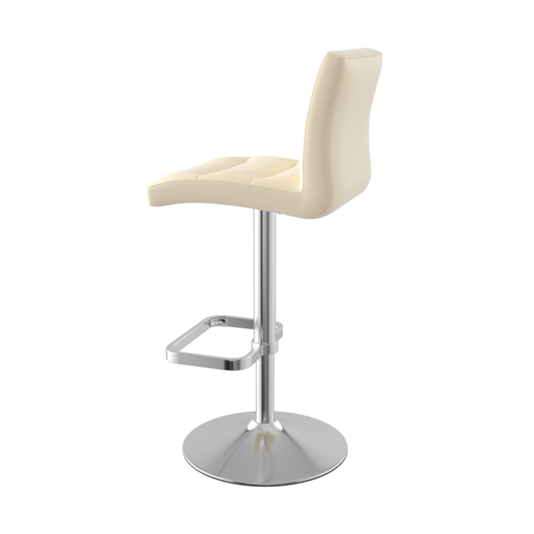 Faux Leather Bar Stool With Brushed Chrome Base - Dunley