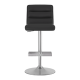 Faux Leather Bar Stool With Brushed Chrome Base - Parkley