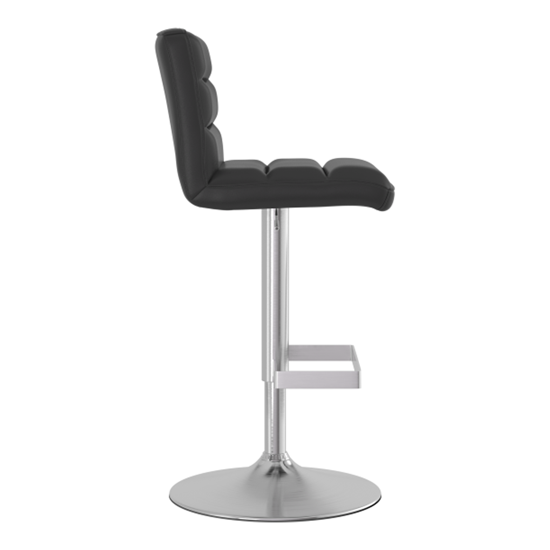 Faux Leather Bar Stool With Brushed Chrome Base - Parkley