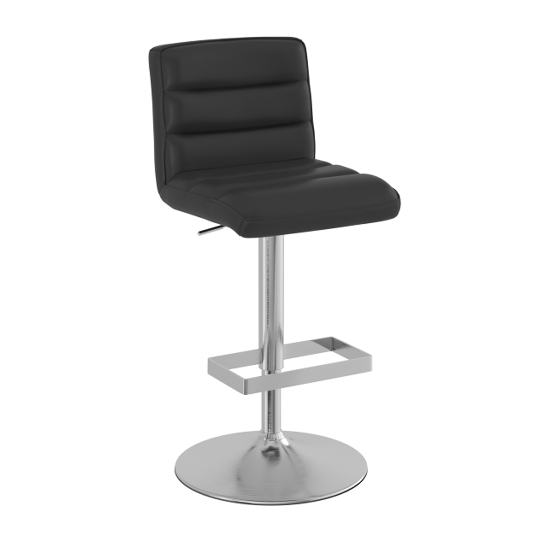 Faux Leather Bar Stool With Brushed Chrome Base - Parkley