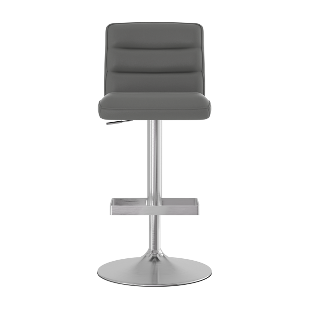 Faux Leather Bar Stool With Brushed Chrome Base - Parkley