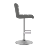 Faux Leather Bar Stool With Brushed Chrome Base - Parkley