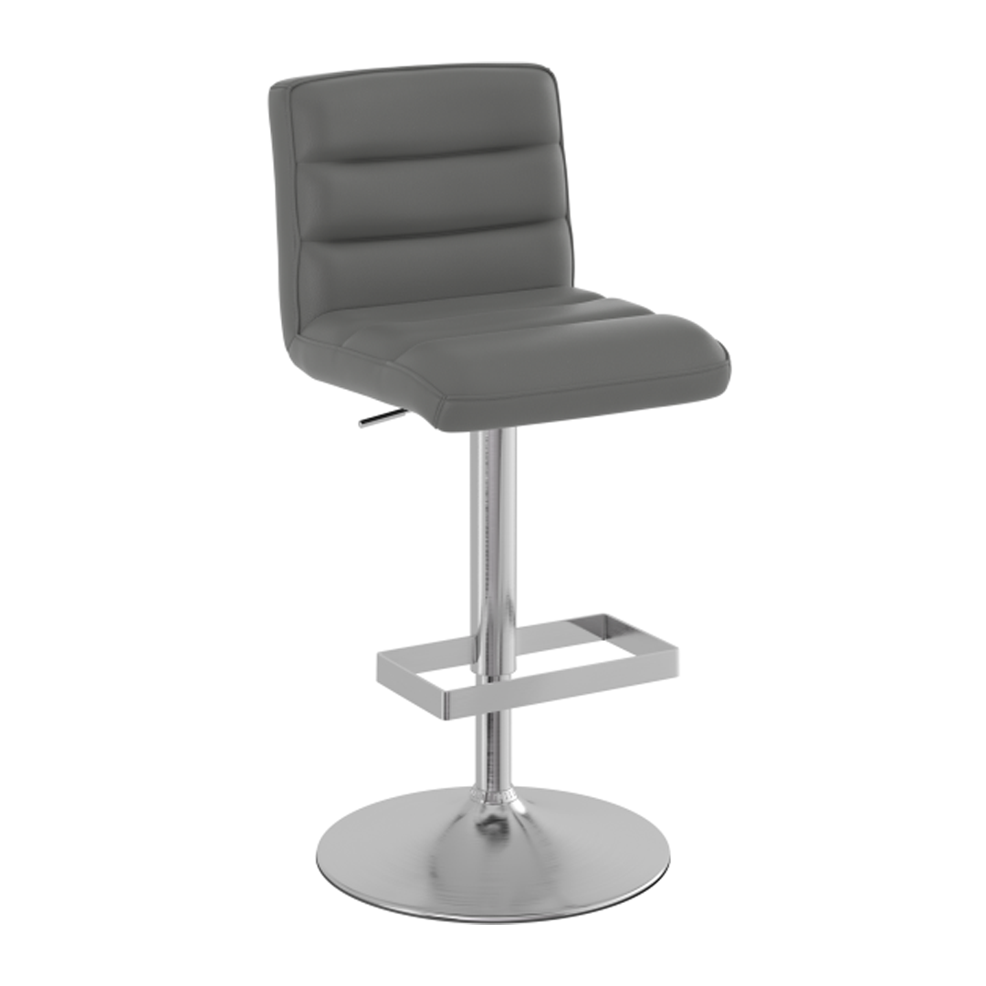 Faux Leather Bar Stool With Brushed Chrome Base - Parkley