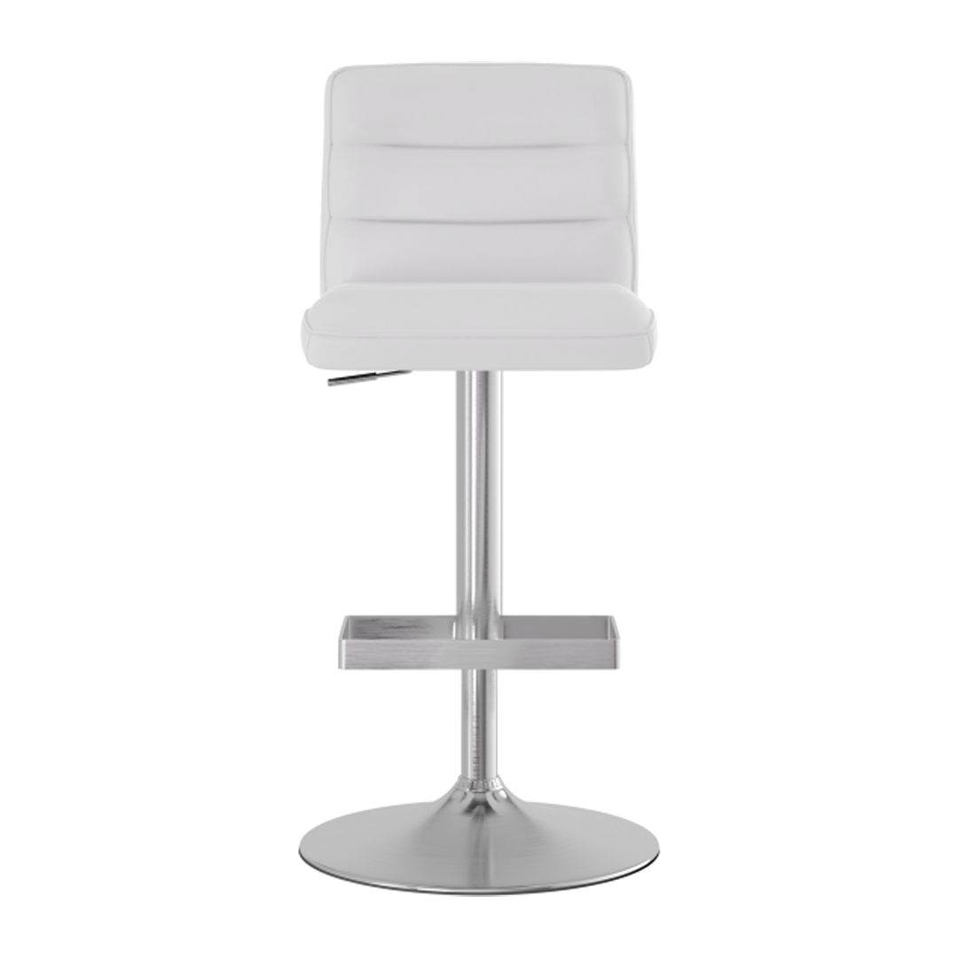 Faux Leather Bar Stool With Brushed Chrome Base - Parkley