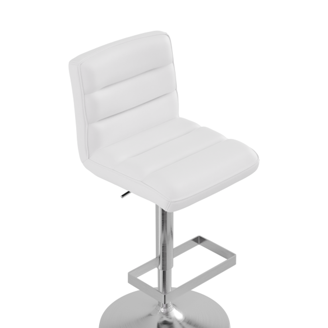 Faux Leather Bar Stool With Brushed Chrome Base - Parkley