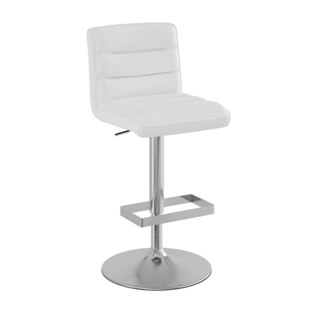 Faux Leather Bar Stool With Brushed Chrome Base - Parkley