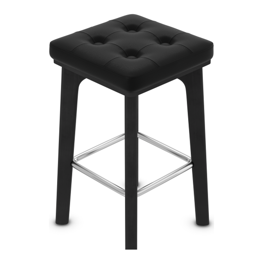 Faux Leather Bar Stool With Brushed Chrome Footrest - Barrow