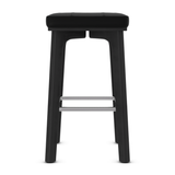 Faux Leather Bar Stool With Brushed Chrome Footrest - Barrow
