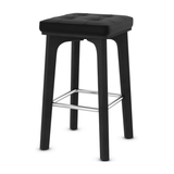 Faux Leather Bar Stool With Brushed Chrome Footrest - Barrow