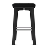 Faux Leather Bar Stool With Brushed Chrome Footrest - Barrow
