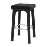 Faux Leather Bar Stool With Brushed Chrome Footrest - Barrow