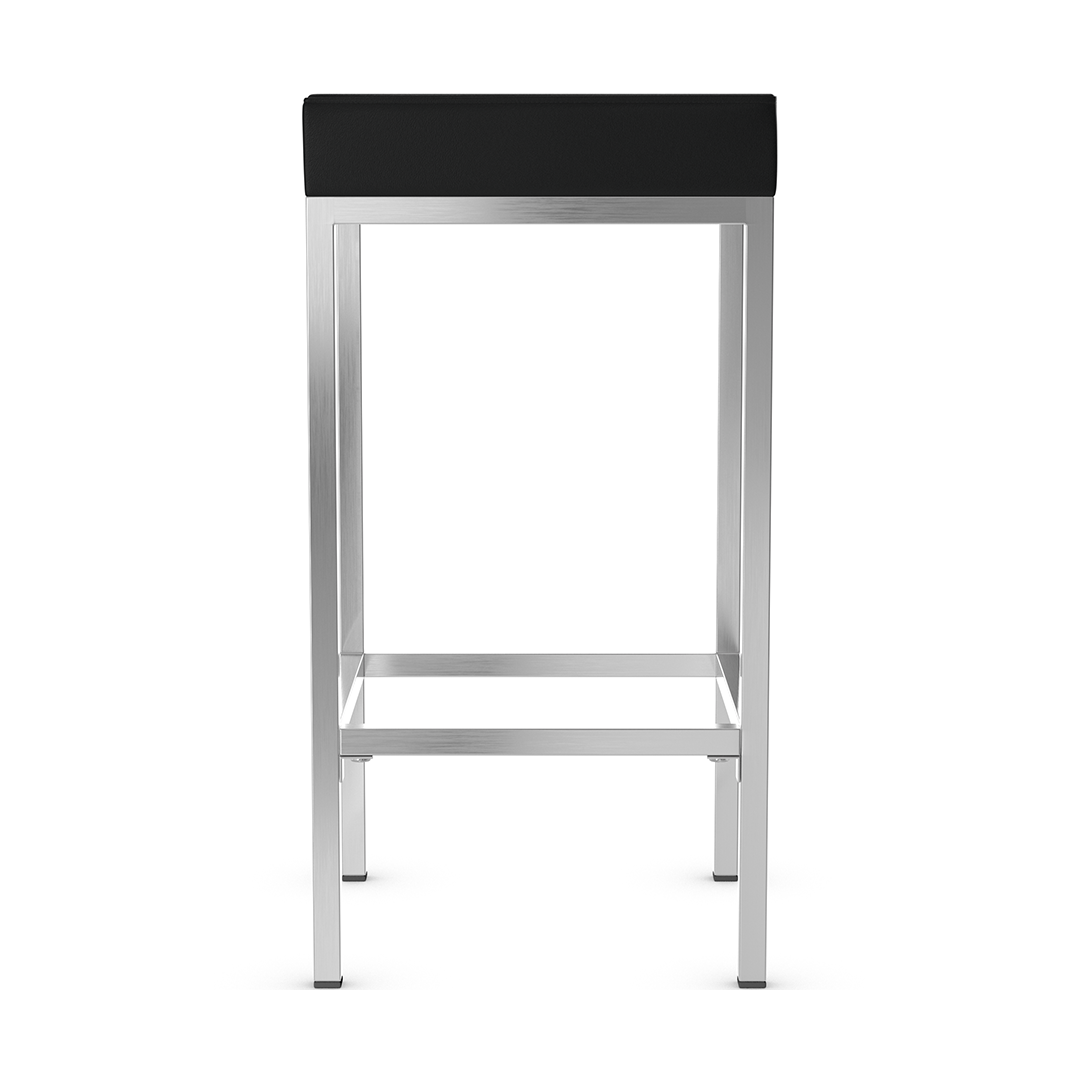 Faux Leather Bar Stool With Brushed Chrome Steel Frame - Cranston